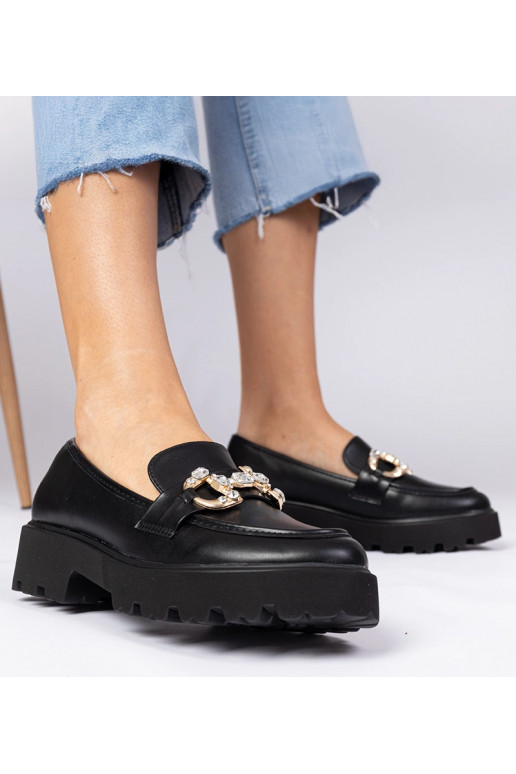 Mocassins élégants noirs avec zircons...