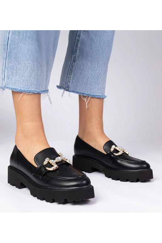 Mocassins élégants noirs avec zircons...