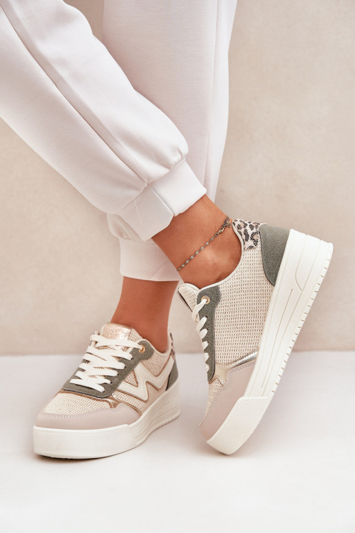 Turnschuhe Feminin mit einer Plattform mit Leopardenfellmuster grüne Farbe Lorori