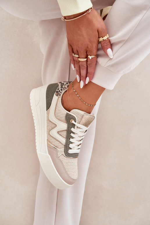 sportschoenen Dames met platform met luipaardbontpatronen groene kleur Lorori