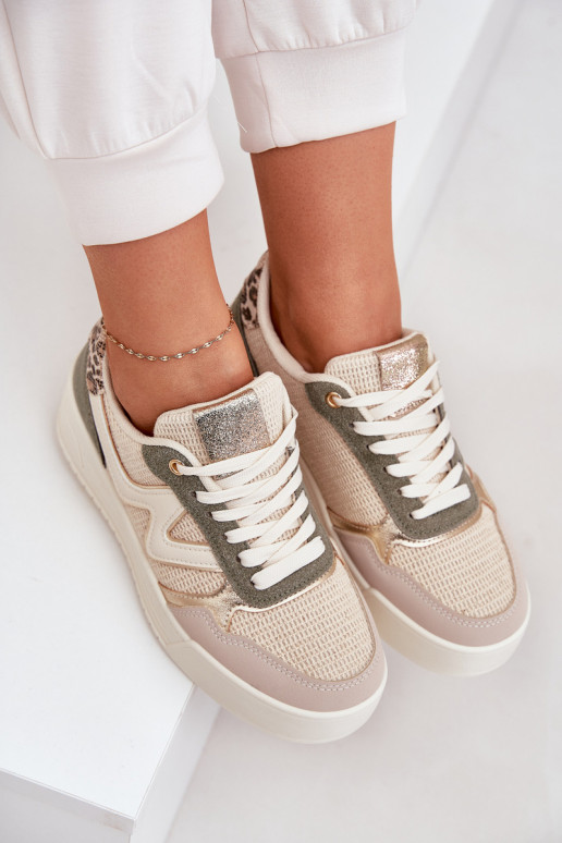 baskets Féminin avec une plateforme avec des motifs en fourrure de léopard couleur verte Lorori