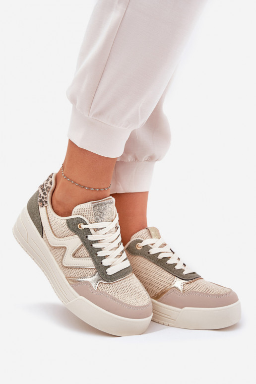 sportschoenen Dames met platform met luipaardbontpatronen groene kleur Lorori