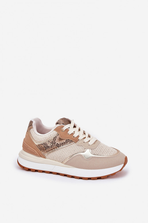 Turnschuhe Feminin mit einer Plattform Tiermuster Beige Davinara Turnschuhe Feminin mit einer Plattform Tiermuster Beige Davinara