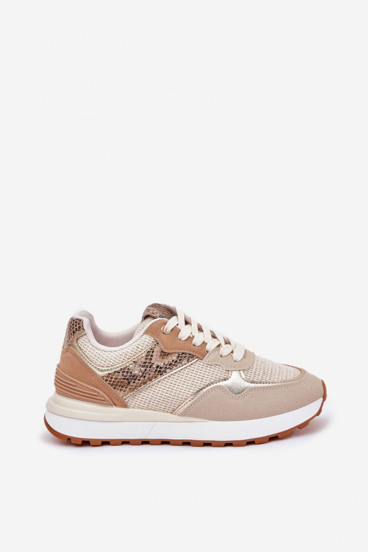sportschoenen Dames met platform Dierlijk patroon beige Davinara sportschoenen Dames met platform Dierlijk patroon beige Davinara