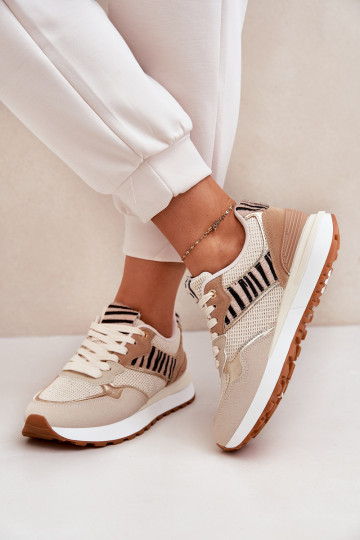 baskets Féminin avec une plateforme Zebra beige Davinara