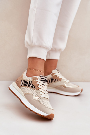 sportschoenen Dames met platform Zebra beige Davinara 2