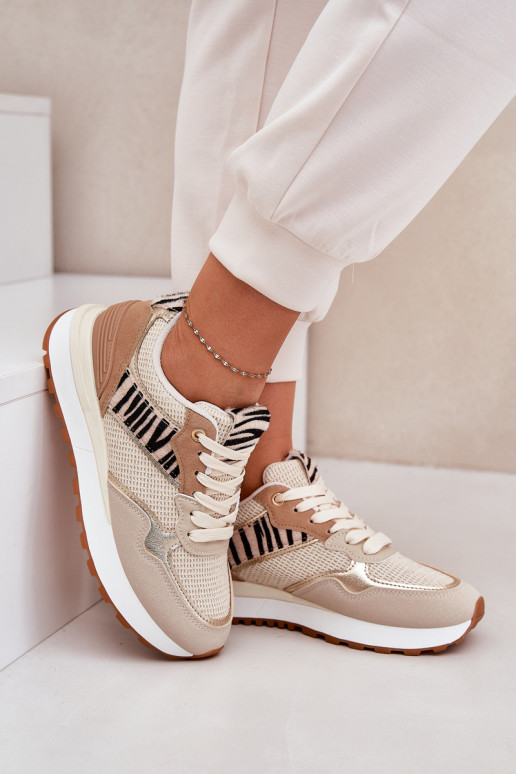 baskets Féminin avec une plateforme Zebra beige Davinara