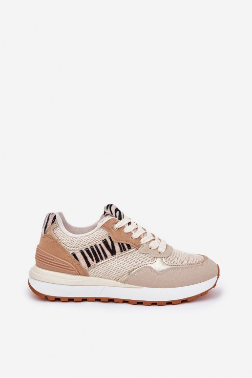 sportschoenen Dames met platform Zebra beige Davinara