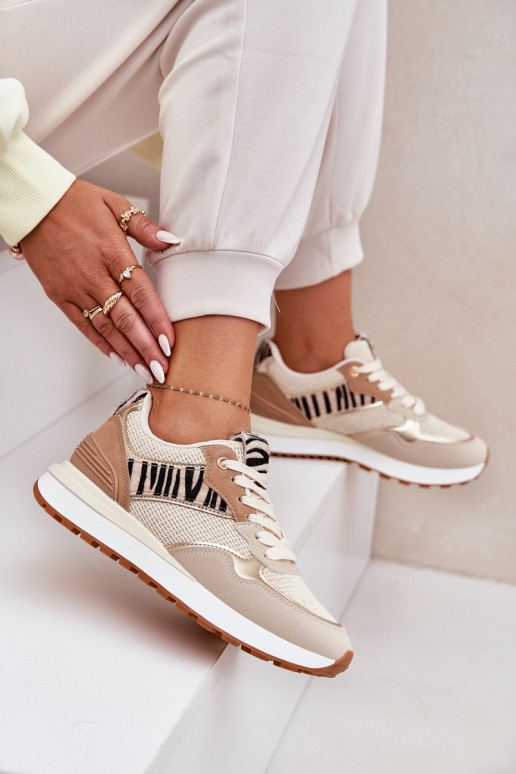 sportschoenen Dames met platform Zebra beige Davinara