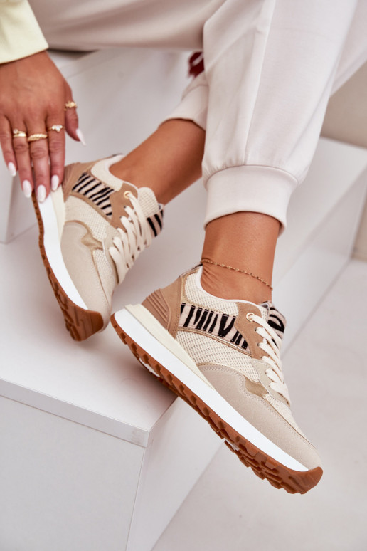 baskets Féminin avec une plateforme Zebra beige Davinara