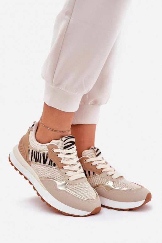 Turnschuhe Feminin mit einer Plattform Zebra Beige Davinara
