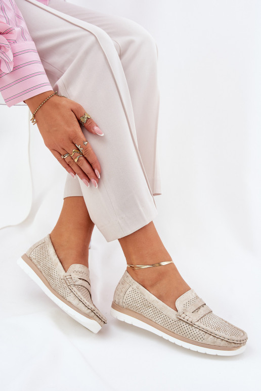 Damen-Mokassins aus Kunstleder in Goldfarbe Bralithia Damen-Mokassins aus Kunstleder in Goldfarbe Bralithia