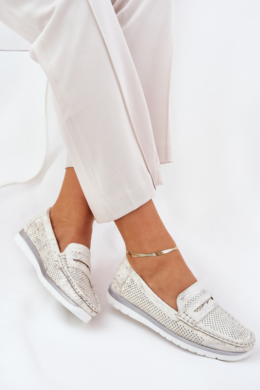 Dames mocassins van eco-leer in zilver Bralithia Dames mocassins van eco-leer in zilver Bralithia