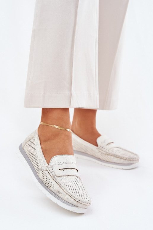 Mocassins pour femmes en cuir éco argenté Bralithia Mocassins pour femmes en cuir éco argenté Bralithia