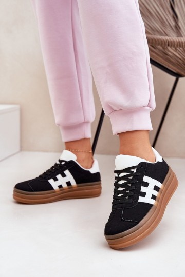 Sneakers model schoenen Dames met platform zwart Syliyana