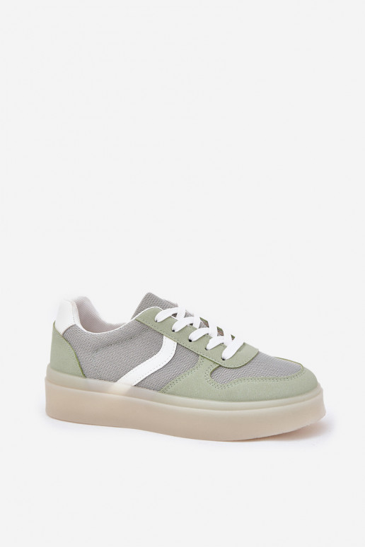 Laag Sneakers model schoenen Dames met platform groene kleur Telmira Laag Sneakers model schoenen Dames met platform groene kleur Telmira
