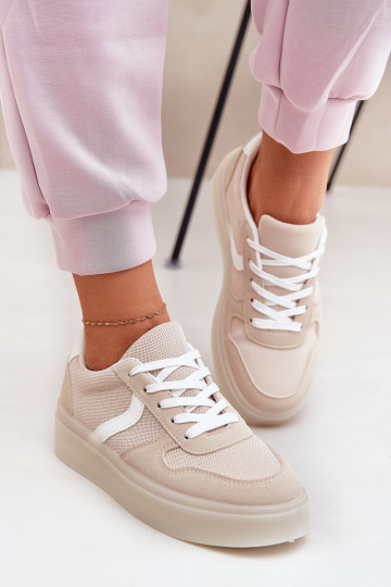 Laag Sneakers model schoenen Dames met platform beige Telmira