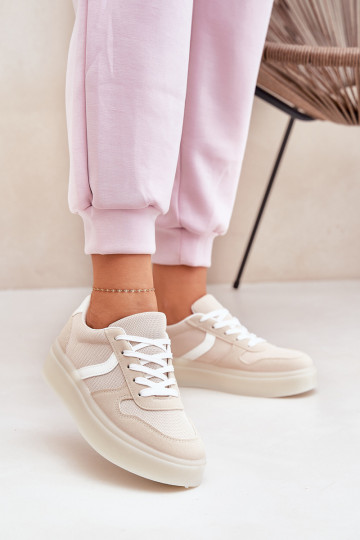 Lage Sneakers model schoenen Dames met platform zandkleur Telmira 2
