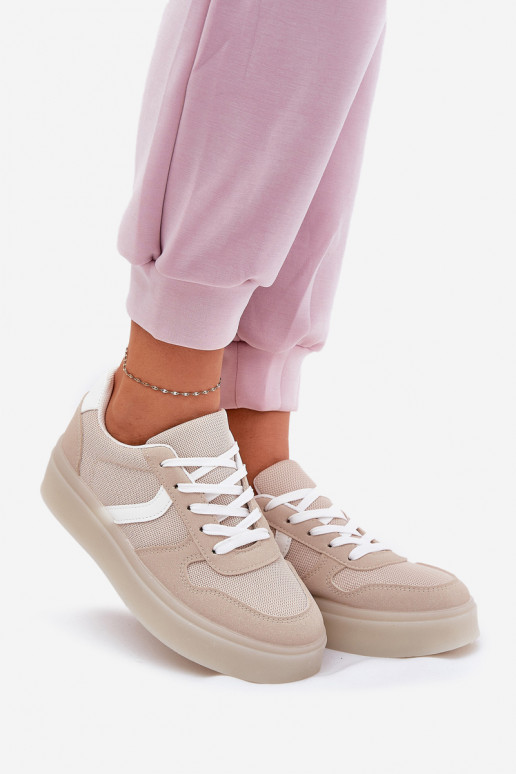 Laag Sneakers model schoenen Dames met platform beige Telmira