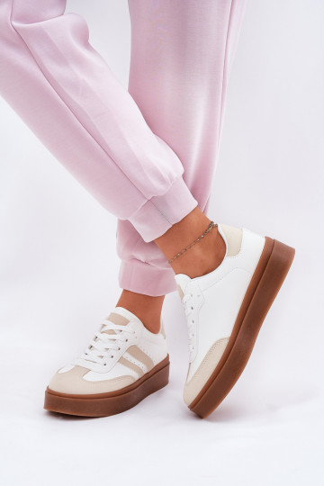 Sneakers model schoenen Dames met platform van ecoleer beige-Initte kleur Ediriella 2