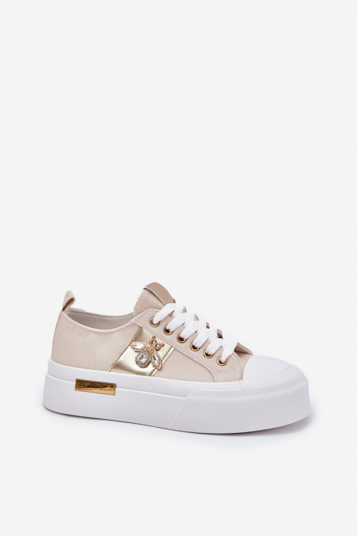 Vrijetijdsschoenen met platform Met sierlijk Detalem beige Annisae Vrijetijdsschoenen met platform Met sierlijk Detalem beige Annisae