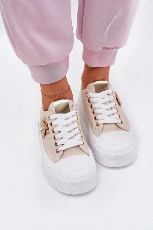 Vrijetijdsschoenen met platform Met sierlijk Detalem beige Annisae Vrijetijdsschoenen met platform Met sierlijk Detalem beige Annisae