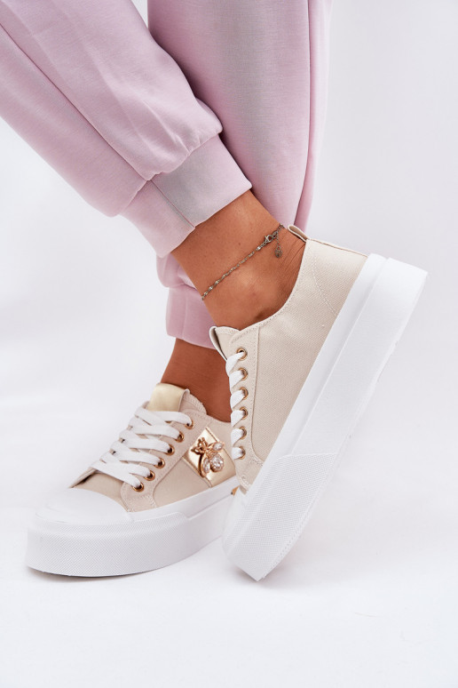 Vrijetijdsschoenen met platform Met sierlijk Detalem beige Annisae Vrijetijdsschoenen met platform Met sierlijk Detalem beige Annisae