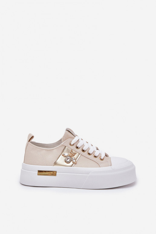 Vrijetijdsschoenen met platform Met sierlijk Detalem beige Annisae Vrijetijdsschoenen met platform Met sierlijk Detalem beige Annisae