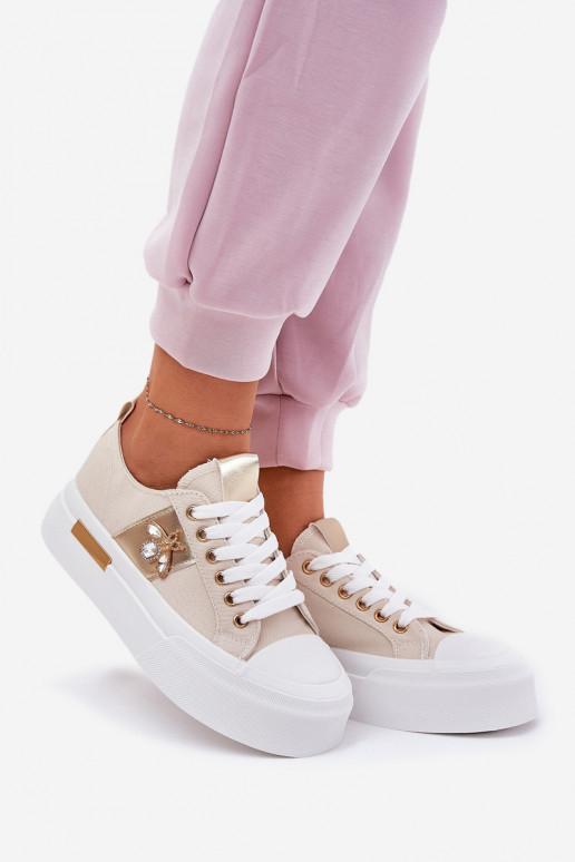 Vrijetijdsschoenen met platform Met sierlijk Detalem beige Annisae Vrijetijdsschoenen met platform Met sierlijk Detalem beige Annisae