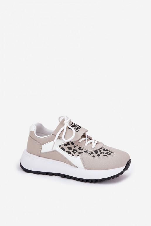 sportschoenen Sneakers model schoenen Dames met platform met luipaardbontpatronen INit-beige Pumbes sportschoenen Sneakers model schoenen Dames met platform met luipaardbontpatronen INit-beige Pumbes