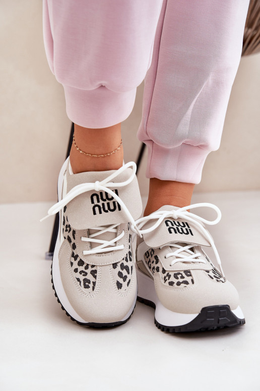 sportschoenen Sneakers model schoenen Dames met platform met luipaardbontpatronen INit-beige Pumbes sportschoenen Sneakers model schoenen Dames met platform met luipaardbontpatronen INit-beige Pumbes