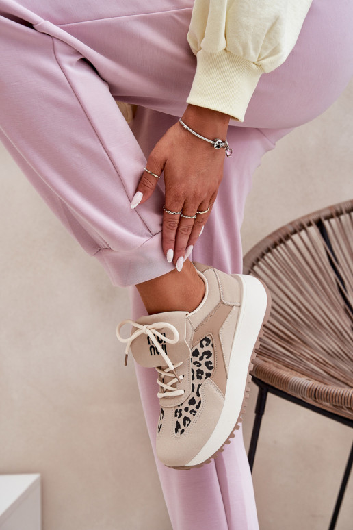 baskets Chaussures modèle baskets Féminin avec une plateforme avec des motifs en fourrure de léopard beige Pumbes baskets Chaussures modèle baskets Féminin avec une plateforme avec des motifs en fourrure de léopard beige Pumbes