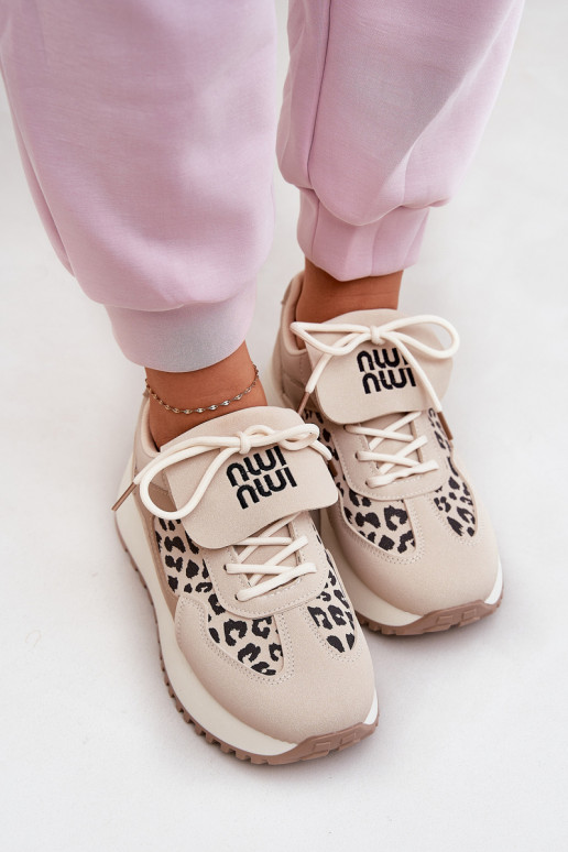 Turnschuhe Sneakers Stilvollllschuhe Feminin mit einer Plattform mit Leopardenfellmuster Beige Pumbes Turnschuhe Sneakers Stilvollllschuhe Feminin mit einer Plattform mit Leopardenfellmuster Beige Pumbes