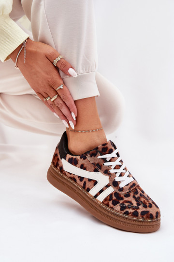 Dames Sneakers model schoenen met platform met luipaardprint bruin Totter
