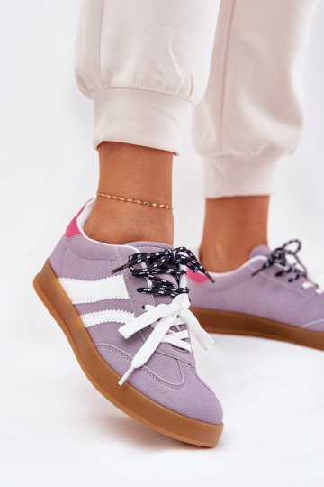 Lage Sneakers model schoenen Dames met dubbele vetersluiting paars Ventus 2