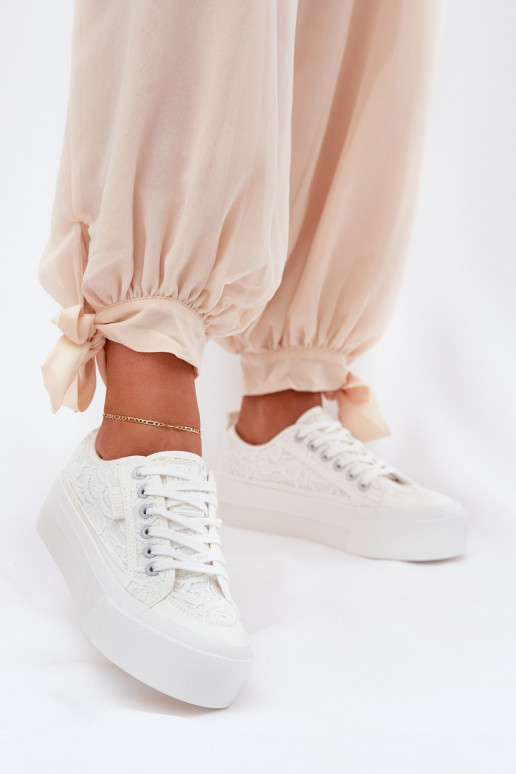 avec des motifs de dentelle Chaussures de loisirs Big Star RR274747 couleur blanche avec des motifs de dentelle Chaussures de loisirs Big Star RR274747 couleur blanche