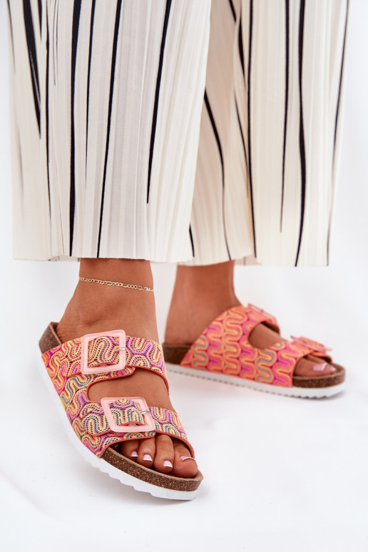 Damespantoffels met gespen En glitter S.Barski RB51-006 oranje Damespantoffels met gespen En glitter S.Barski RB51-006 oranje