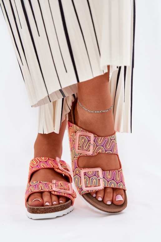 Damespantoffels met gespen En glitter S.Barski RB51-006 oranje Damespantoffels met gespen En glitter S.Barski RB51-006 oranje