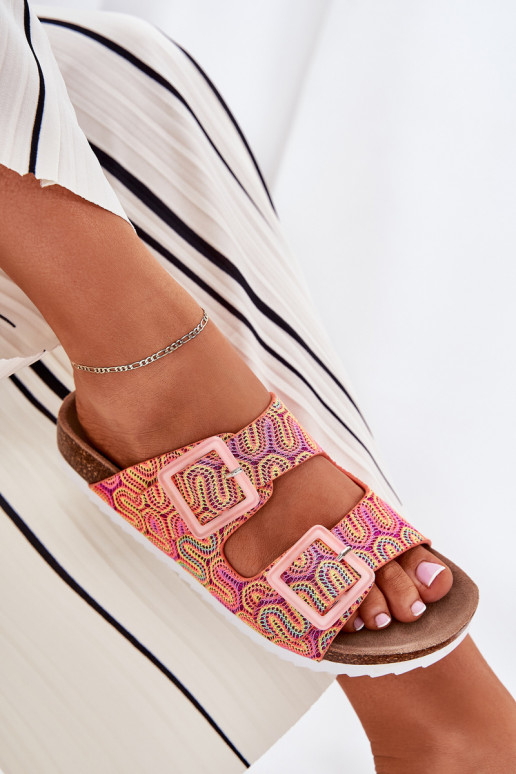 Pantoufles pour femmes avec boucles Et des paillettes S.Barski RB51-006 couleur orange Pantoufles pour femmes avec boucles Et des paillettes S.Barski RB51-006 couleur orange