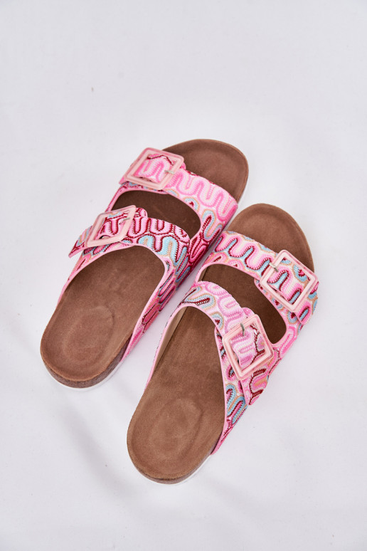 Damespantoffels met gespen En glitter S.Barski RB51-006 roze Damespantoffels met gespen En glitter S.Barski RB51-006 roze