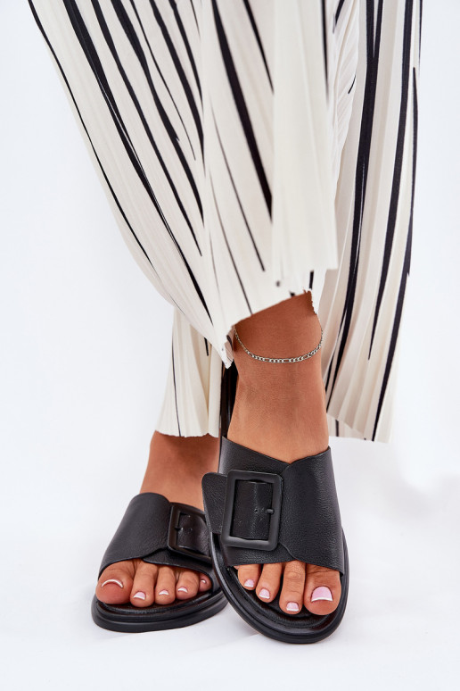 Leren pantoffels Dames met gespen D&A SJ2302-01 zInart