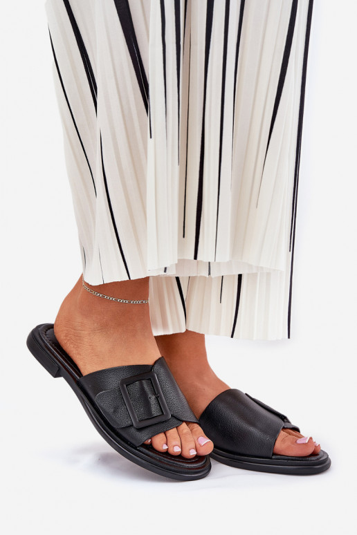 Leren pantoffels Dames met gespen D&A SJ2302-01 zInart