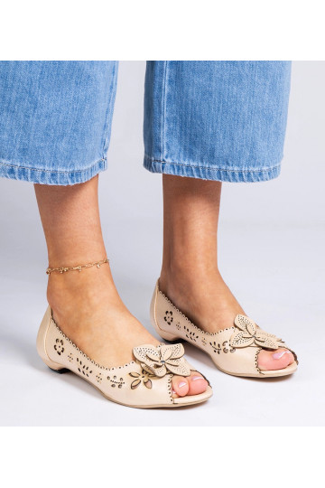 Beige open balerina's met... 2