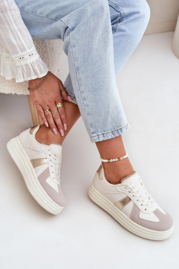 Eko Leer Sneakers model schoenen Dames met platform beige Goriette