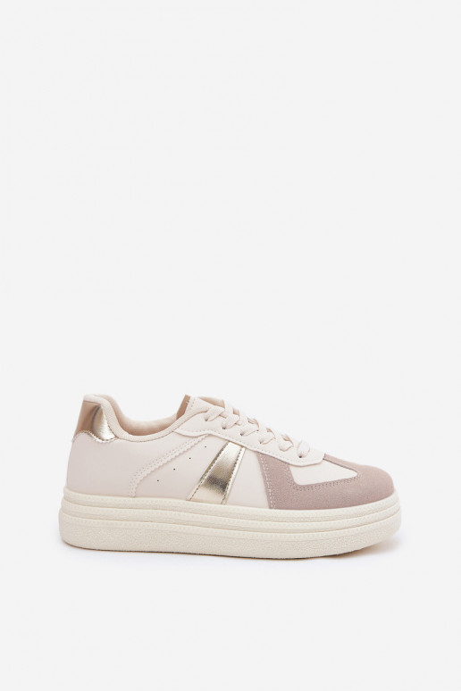 Eko Haut Sneakers Stilvollllschuhe Feminin mit einer Plattform Beige Goriette Eko Haut Sneakers Stilvollllschuhe Feminin mit einer Plattform Beige Goriette