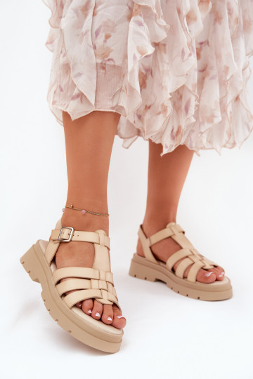 Sandales à plateforme en simili cuir beige Nendales 2