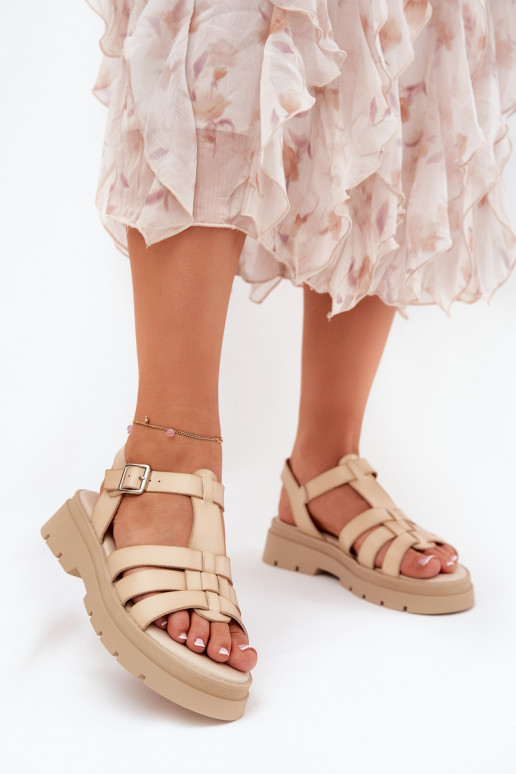 Eko Dames sandalen Dames met platform beige Nendales