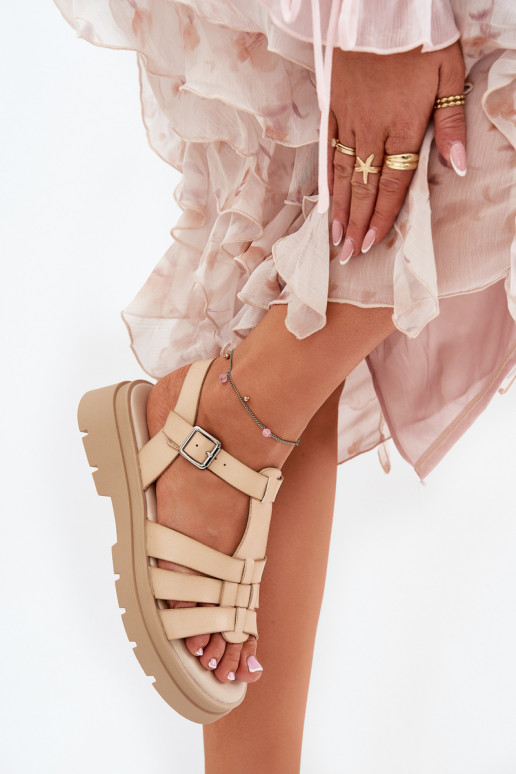 Eko Sandales pour femmes Féminin avec une plateforme beige Nendales