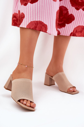Chaussons pour femmes à talons type Słupek couleur sable INenilan 2
