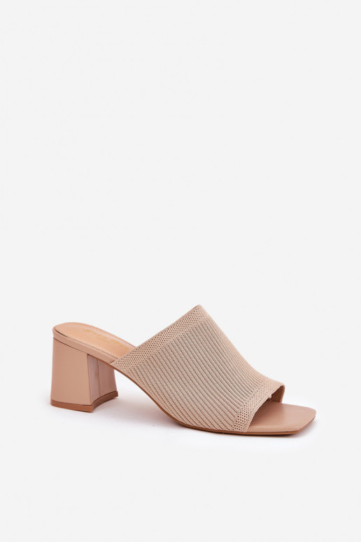 Pantoufles pour femmes avec des talons Typu Słupek beige DANSenilan